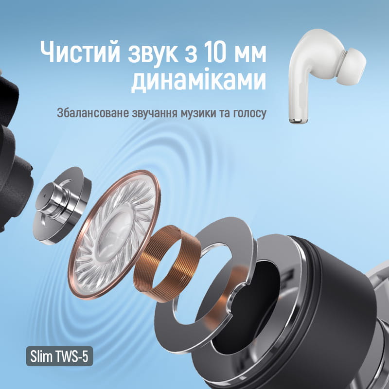 Bluetooth-гарнитура СolorWay Slim TWS-5 Earbuds White (CW-TWS5WT)