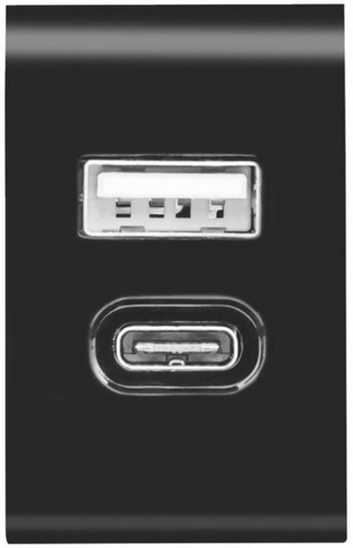 Сетевое зарядное устройство Trust Urban Fast Dual USB-C&USB (17W, 2USB 3.0A) Black (21589)
