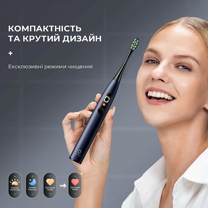 Умная зубная электрощетка Oclean X Plus Pro Digital Blue (6970810556186)