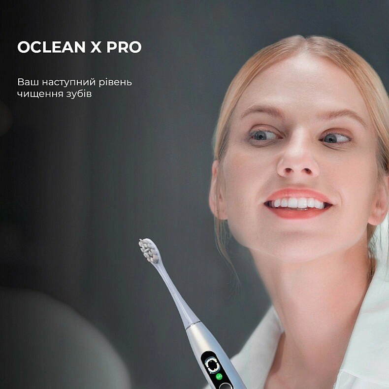 Розумна зубна електрощітка Oclean X Plus Pro Digital Silver (6970810556179)