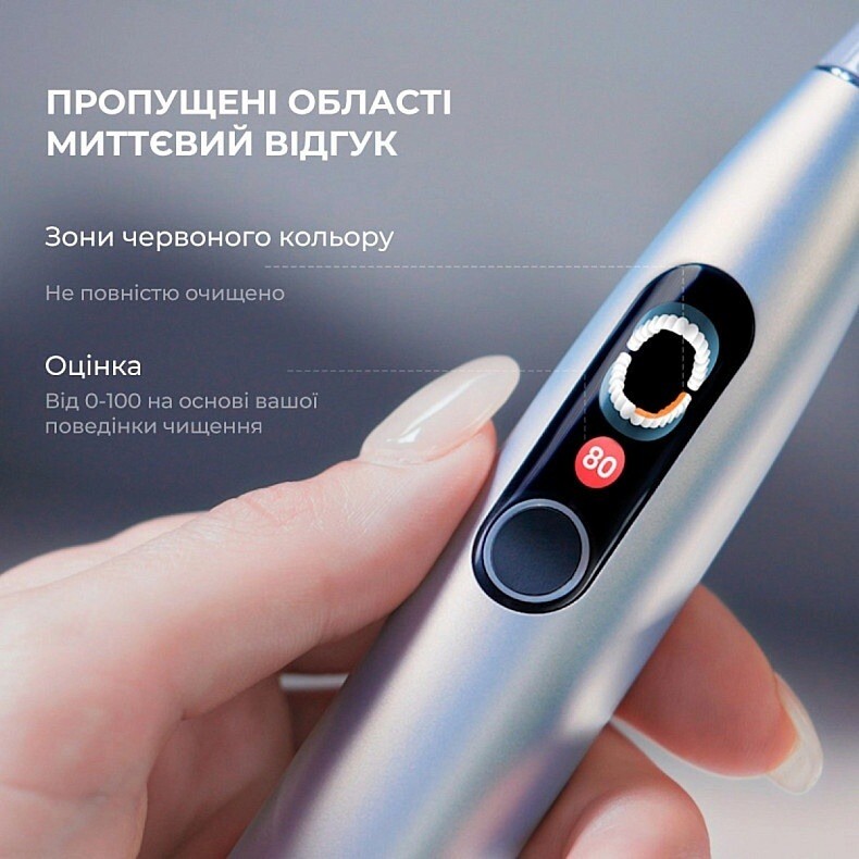 Розумна зубна електрощітка Oclean X Plus Pro Digital Silver (6970810556179)