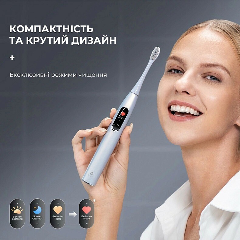 Розумна зубна електрощітка Oclean X Plus Pro Digital Silver (6970810556179)
