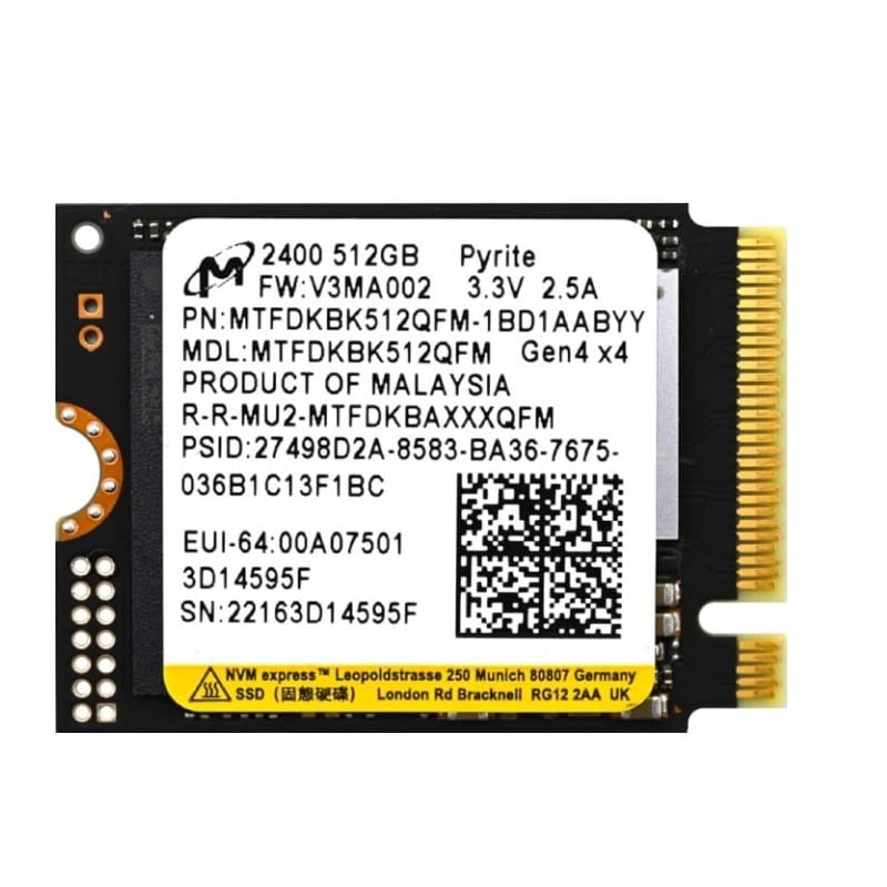 Накопичувач SSD  512GB Micron M.2 2230 PCIe 4.0 x4 3D QLC (MTFDKBK512QFM)
