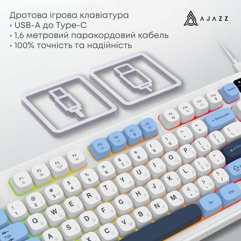 Клавіатура Ajazz AF98 Black USB-C Glacier Blue (AF98-GB)