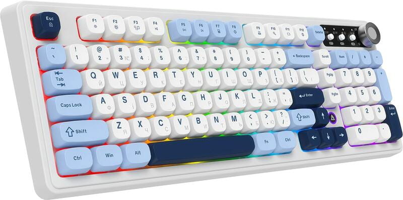 Клавіатура бездротова Ajazz AF98 Plus Glacier Blue (AF98-PLUS-GB)