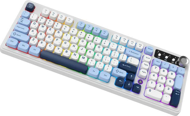 Клавіатура бездротова Ajazz AF98 Plus Glacier Blue (AF98-PLUS-GB)