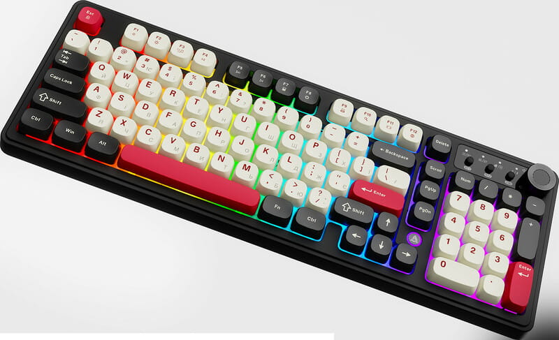 Клавіатура бездротова Ajazz AF98 Plus Black Shark Red (AF98-PLUS-BSR)