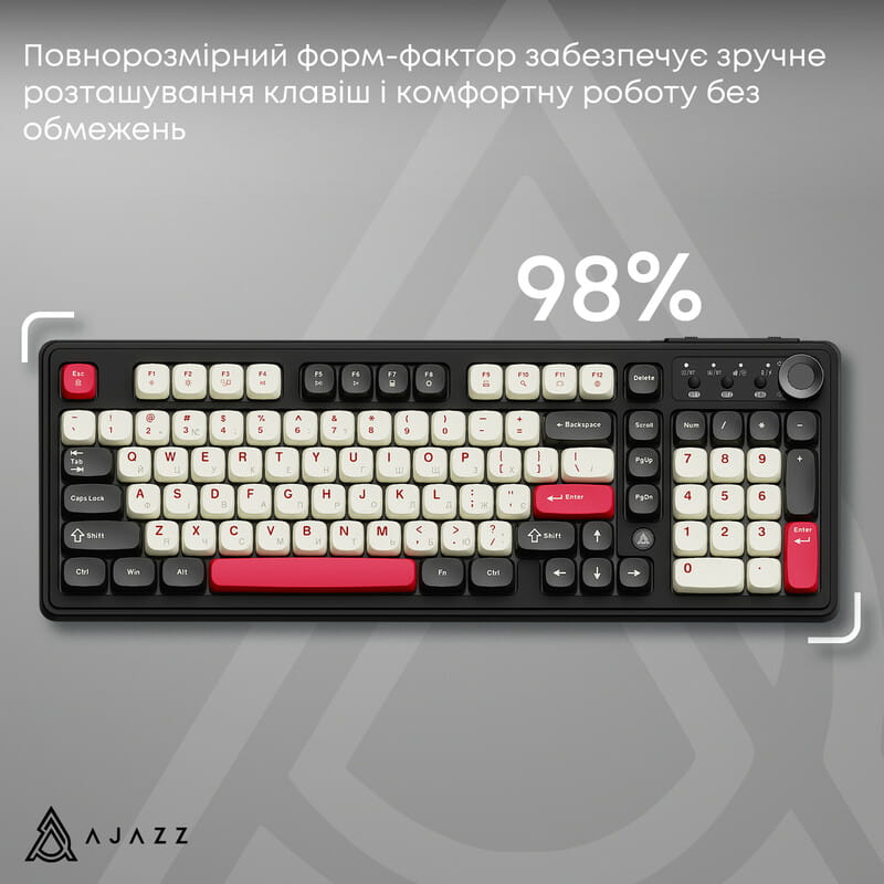 Клавіатура бездротова Ajazz AF98 Plus Black Shark Red (AF98-PLUS-BSR)