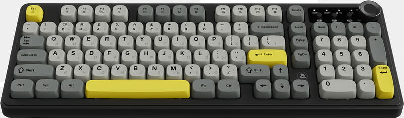 Клавіатура бездротова Ajazz AF98 Plus Black Gray Yellow (AF98-PLUS-BGY)