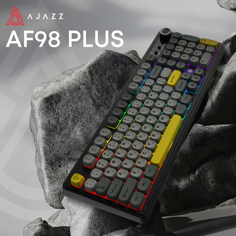 Клавіатура бездротова Ajazz AF98 Plus Black Gray Yellow (AF98-PLUS-BGY)