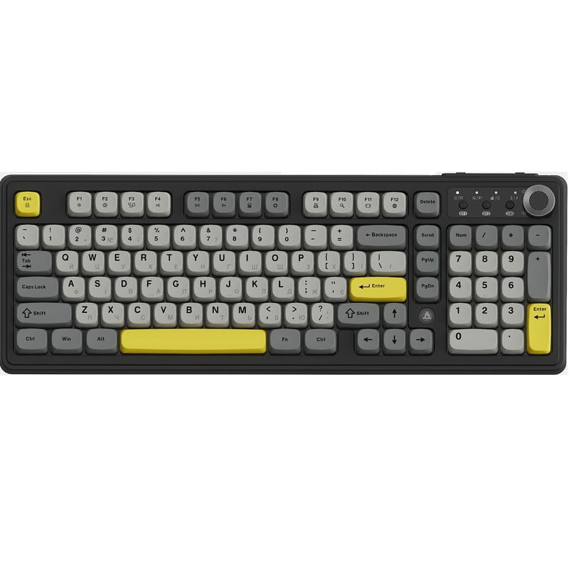 Клавіатура бездротова Ajazz AF98 Plus Black Gray Yellow (AF98-PLUS-BGY)