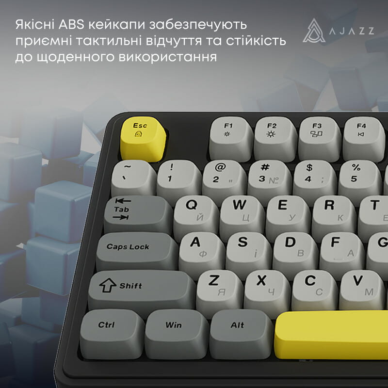 Клавіатура бездротова Ajazz AF98 Plus Black Gray Yellow (AF98-PLUS-BGY)