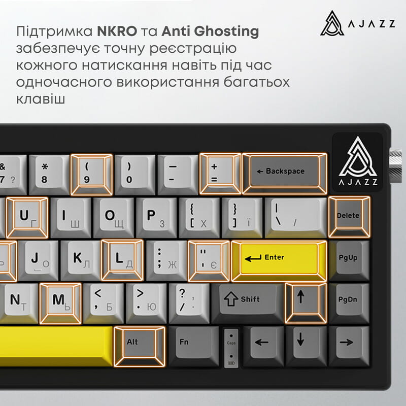 Клавіатура Ajazz AK650 Moon Yellow Switch Black USB-C (AK650-MY-GWY)