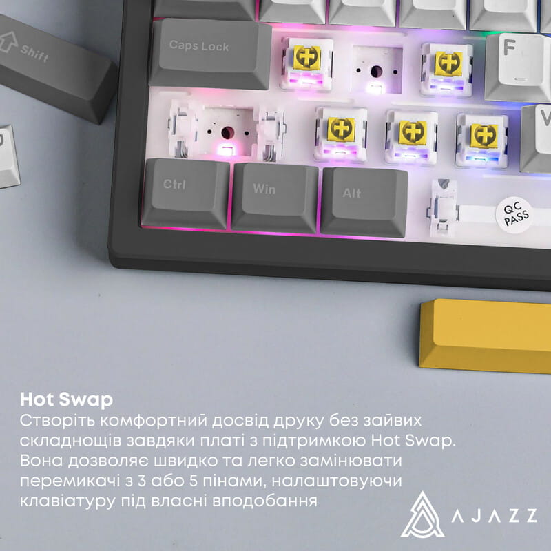 Клавіатура Ajazz AK650 Moon Yellow Switch Black USB-C (AK650-MY-GWY)