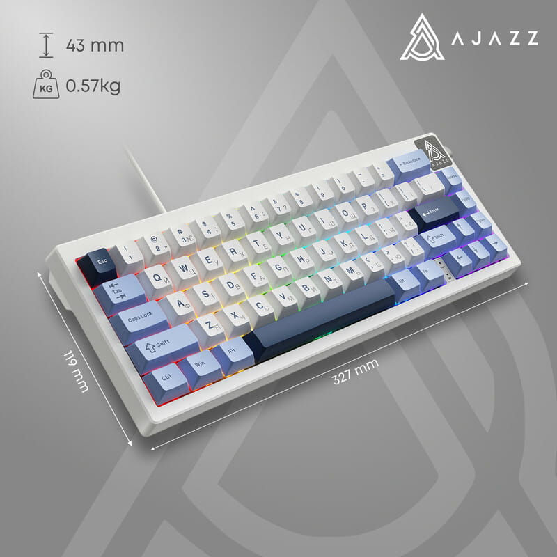 Клавіатура Ajazz AK650 Sea Salt Switch White USB-C (AK650-SS-BWB)