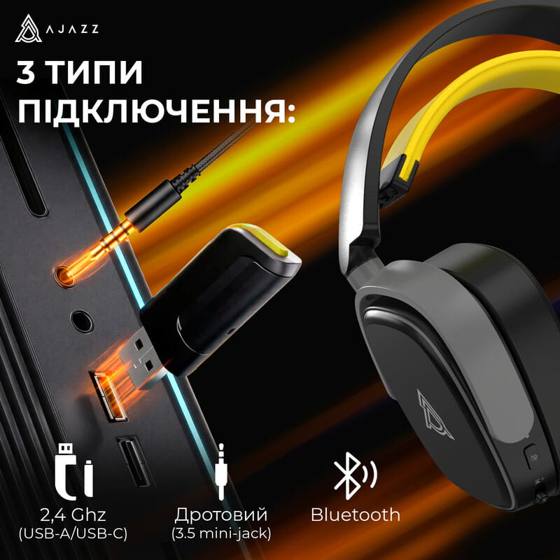 Bluetooth-гарнитура Ajazz AHM09 MAX 3-Mode Black (AHM09-MAX-BGY)