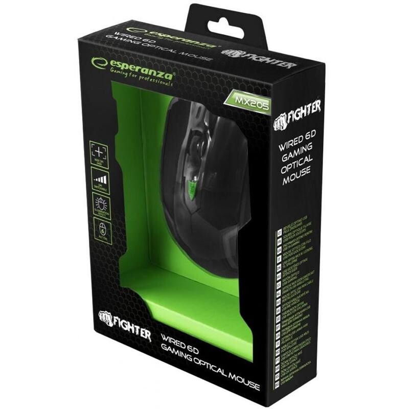 Мышь Esperanza EGM205G Fighter Black/Green USB