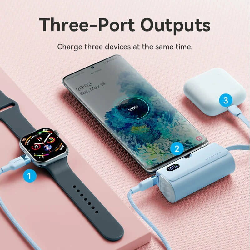 Универсальная мобильная батарея Vention 4800mAh 22.5W Blue (FHQL0)