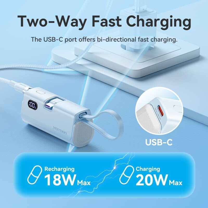 Универсальная мобильная батарея Vention 4800mAh 22.5W White (FHQW0)