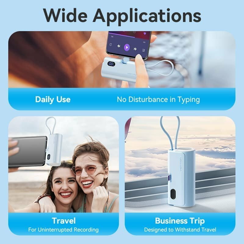 Универсальная мобильная батарея Vention 4800mAh 22.5W White (FHQW0)