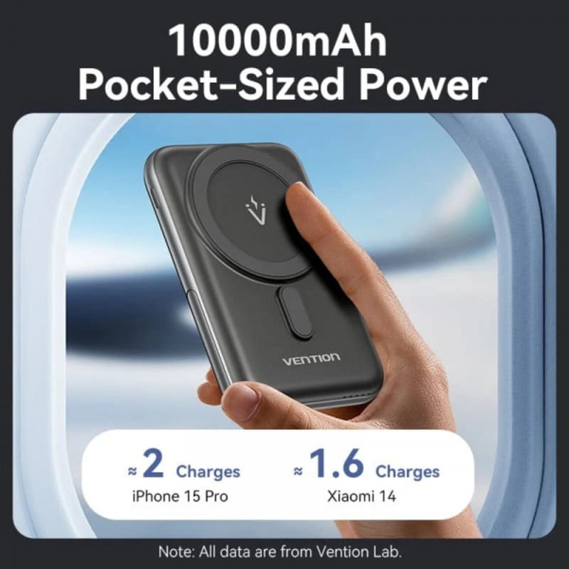 Универсальная мобильная батарея Vention Magnetic Wireless 10000mAh 20W Black (FHNB0)