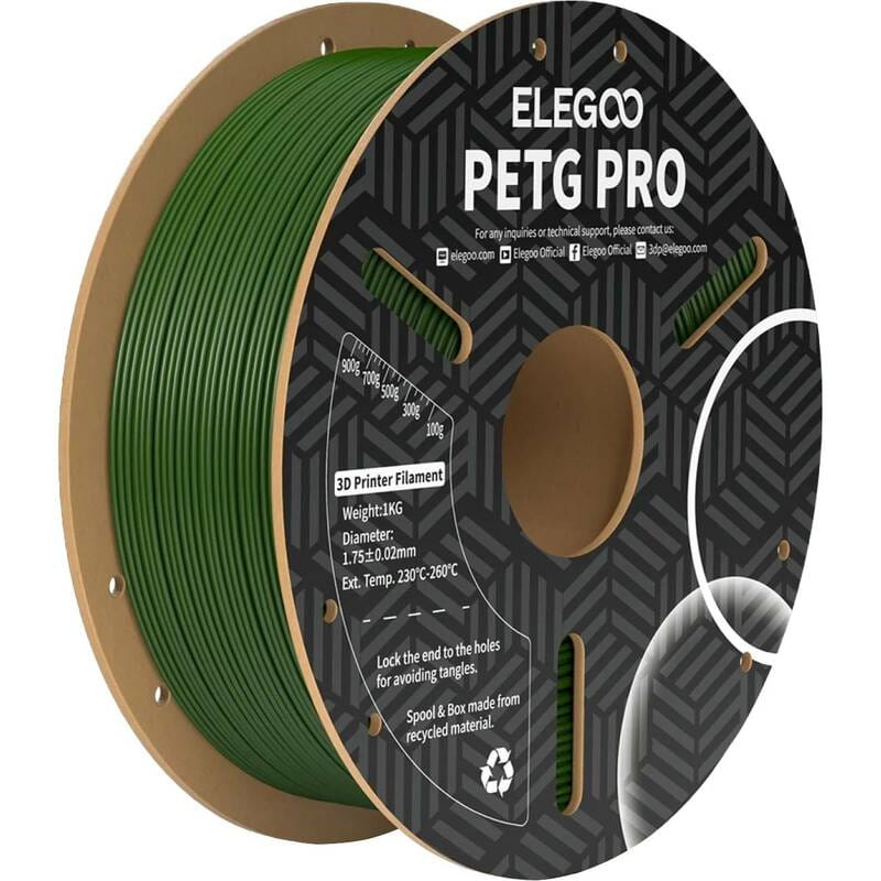 Філамент пластик Elegoo для 3D-принтера Petg Pro 1.75 мм 1 кг, зелений (50.203.0449)
