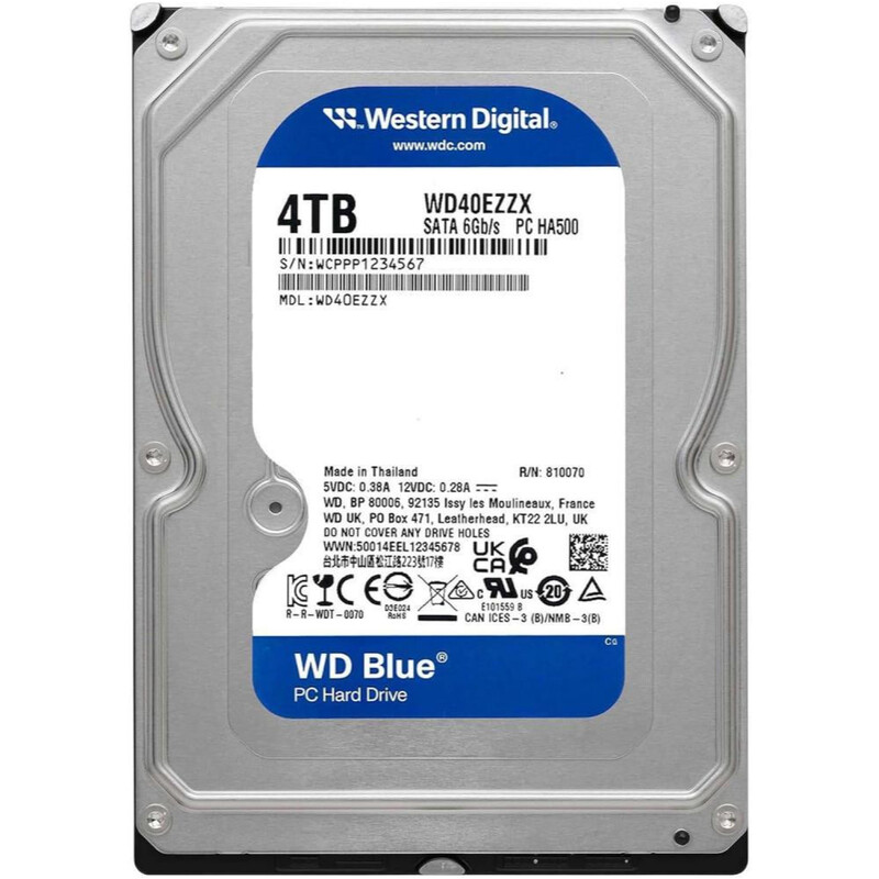 Накопичувач HDD SATA 4.0TB WD Blue 5400rpm 128MB (WD40EZZX)