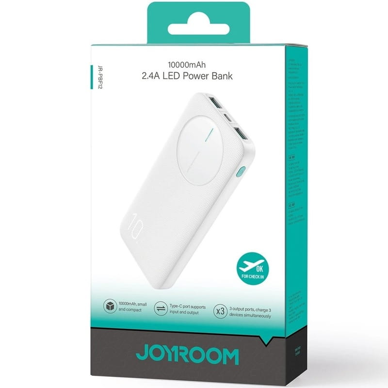 Универсальная мобильная батарея Joyroom JR-PBF12 10000mAh 12W White