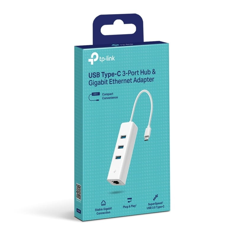 Мережевий адаптер TP-Link UE330C (USB-C 3.0, 10/100/1000Mbps, 3xUSB 3.0 HUB)