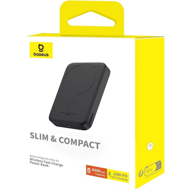 Универсальная мобильная батарея Baseus Magnetic Mini Air 6000mAh 20W Black (P10059002113-00)