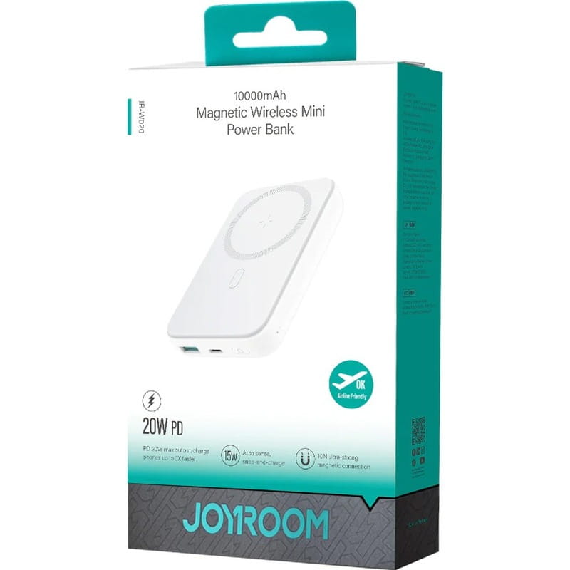Універсальна мобільна батарея Joyroom Magnetic Wireless JR-W020 10000mAh 20W White (6941237119698)