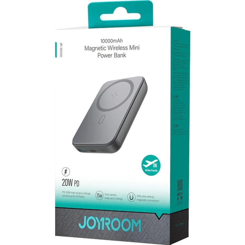 Универсальная мобильная батарея Joyroom Magnetic Wireless JR-W020 10000mAh 20W Black (6941237118455)