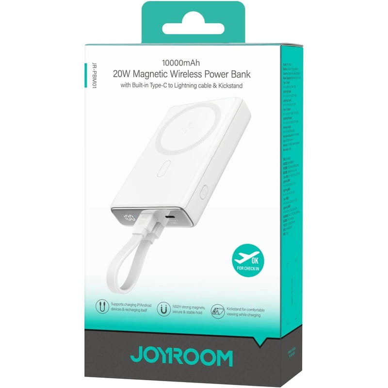 Універсальна мобільна батарея Joyroom Magnetic Wireless JR-PBM01 10000mAh 20W White (6941237112545)