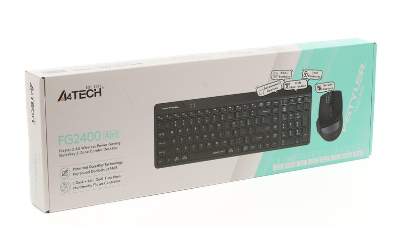 Комплект (клавиатура, мышь) беспроводной A4Tech Fstyler FG2400 Air2 Black