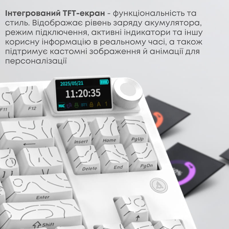 Клавіатура бездротова Ajazz AK870 V2 Maillard Switch White (AK870-V2-S-W)