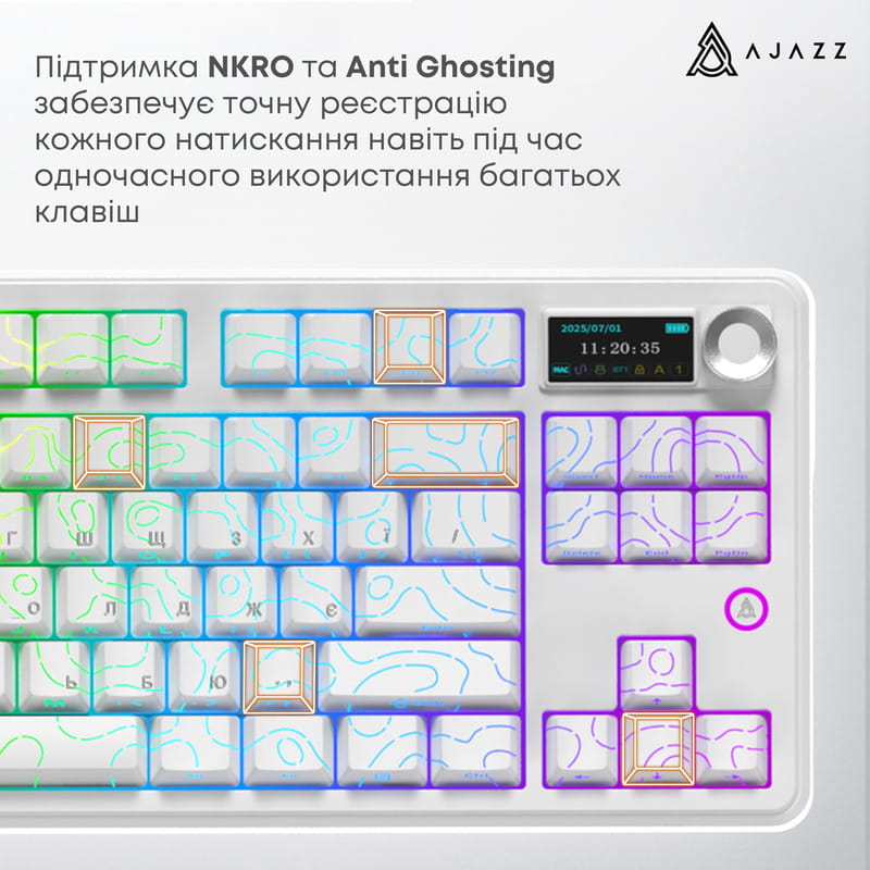 Клавіатура бездротова Ajazz AK870 V2 Maillard Switch White (AK870-V2-S-W)