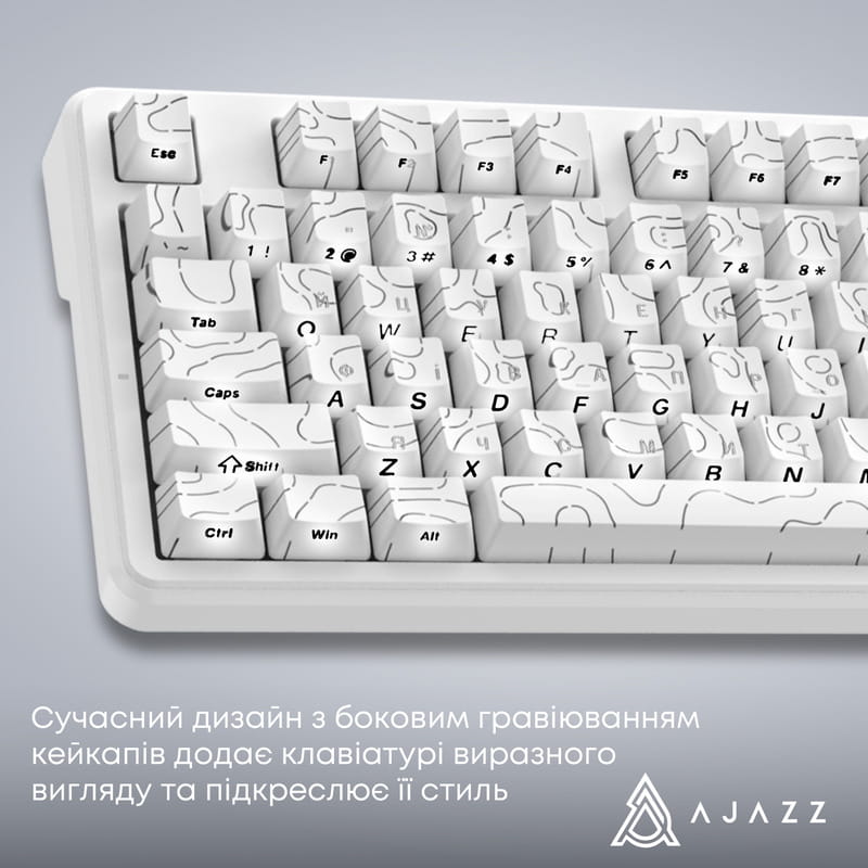 Клавіатура бездротова Ajazz AK870 V2 Maillard Switch White (AK870-V2-S-W)