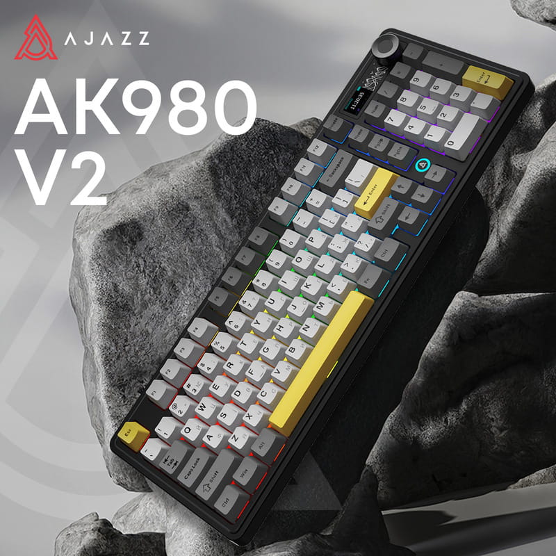 Клавіатура бездротова Ajazz AK980 V2 Maillard Switch Black (AK980-V2-M-BGY)