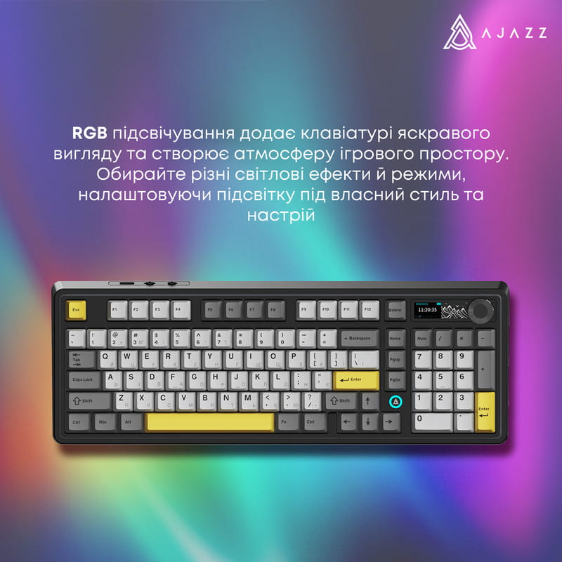 Клавіатура бездротова Ajazz AK980 V2 Maillard Switch Black (AK980-V2-M-BGY)