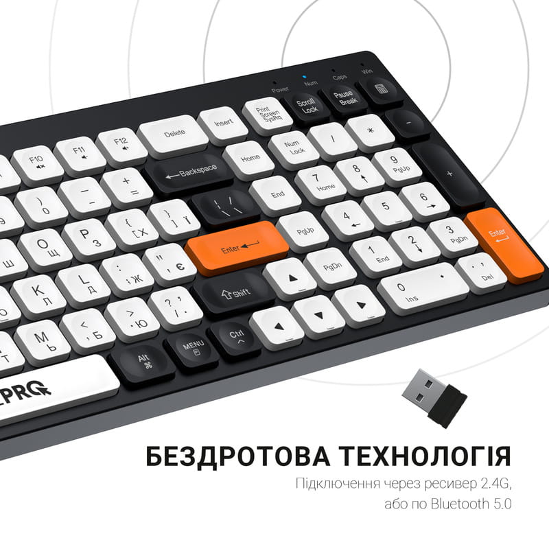 Клавіатура бездротова OfficePro SK985BO Bluetooth Black/White