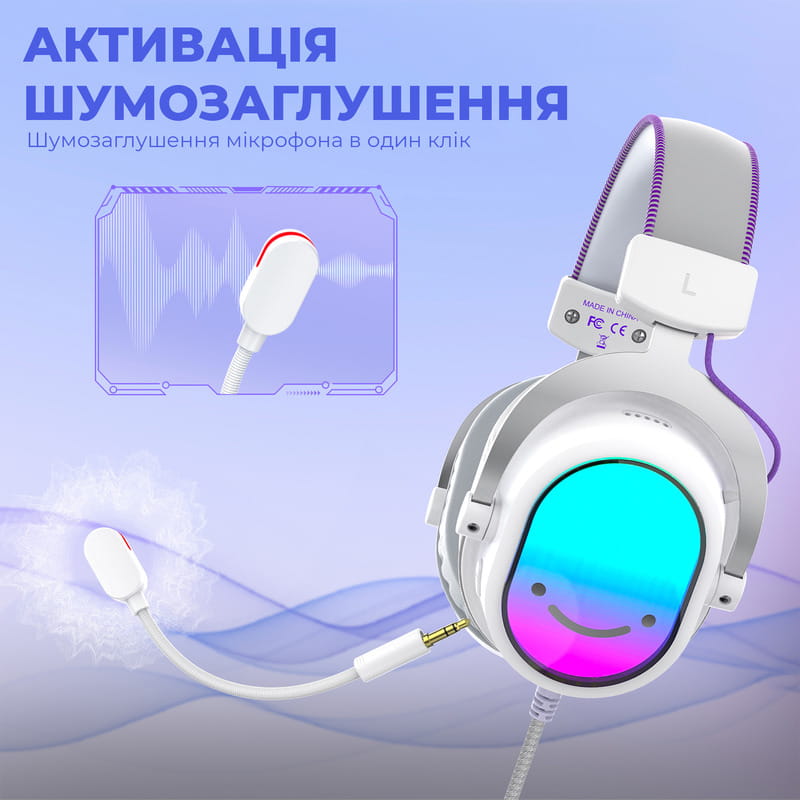 Гарнитура Fifine H16W 7.1 White RGB