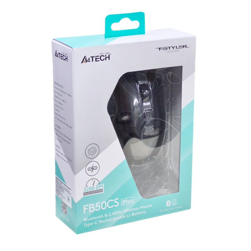 Мышь беспроводная A4Tech Fstyler FB50CS Plus Black