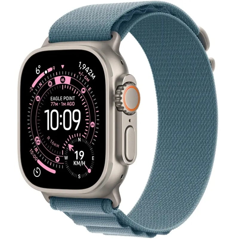 Смарт-годинник Apple Watch Ultra 3 GPS + Cellular 49mm Natural Titanium Case with Light Blue Alpine Loop - Medium (MEWM4QP/A)