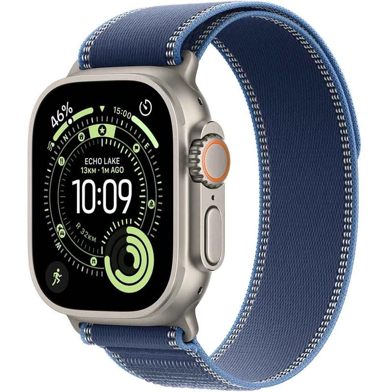 Смарт-годинник Apple Watch Ultra 3 GPS + Cellular 49mm Natural Titanium Case with Blue/Bright Blue Trail Loop - M/L (MEWU4QP/A)