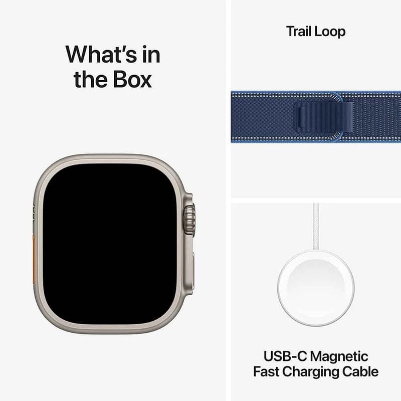 Смарт-годинник Apple Watch Ultra 3 GPS + Cellular 49mm Natural Titanium Case with Blue/Bright Blue Trail Loop - M/L (MEWU4QP/A)