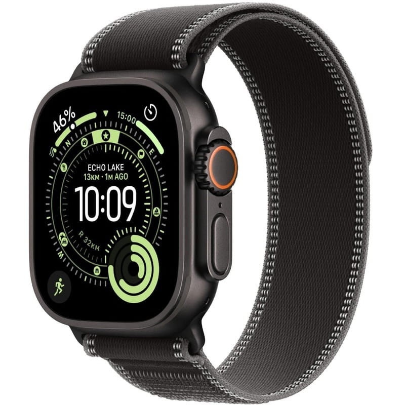 Смарт-годинник Apple Watch Ultra 3 GPS + Cellular 49mm Black Titanium Case with Black/Charcoal Trail Loop - S/M (MF1D4QP/A)