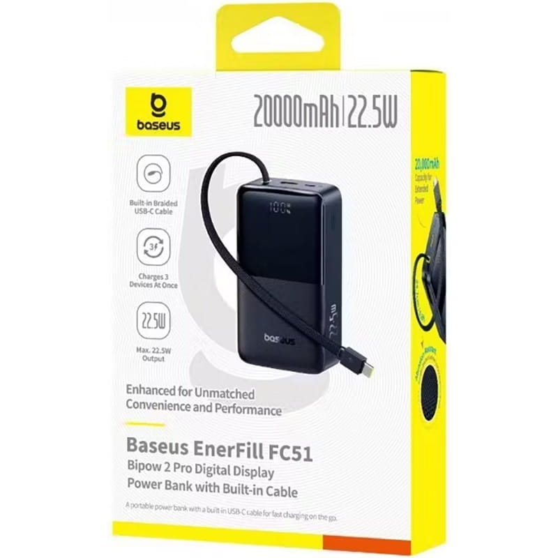 Универсальная мобильная батарея Baseus EnerFill FC51 Bipow 2 Pro 20000mAh 22.5W Black (E0027701)_