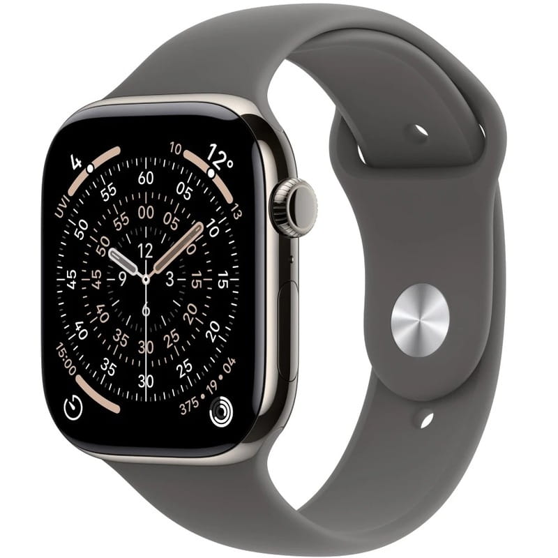 Смарт-годинник Apple Watch Series 11 GPS + Cellular 46mm Natural Titanium Case with Stone Grey Sport Band - M/L (MFCX4RK/A)