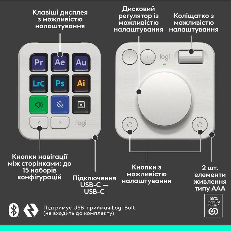 Консоль Logitech MX Creative Console Pale Grey (920-012932)