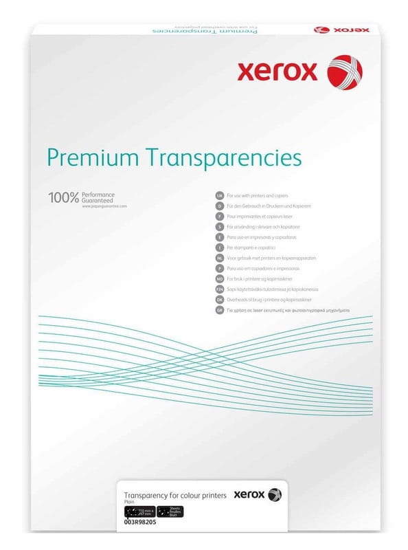 Пленка прозрачная Xerox Premium Transparencies, удаляемая по короткой кромке, 100g/m2, SRA3, 200л (003R98201)